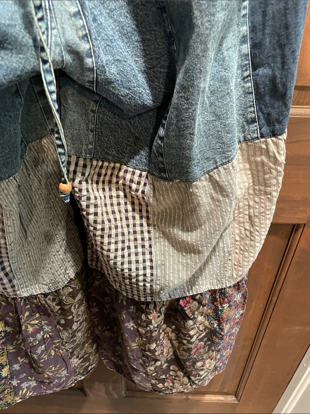 Young Threads Bohemian Patchwork Wide-Leg Jeans in Denim Blue - Picture 3 of 10